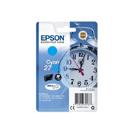Epson 27XL - 10.4 ml - XL - azurová - originální - blistr s RF alarmem - inkoustová cartridge - pro WorkForce WF-3620, WF-3640
