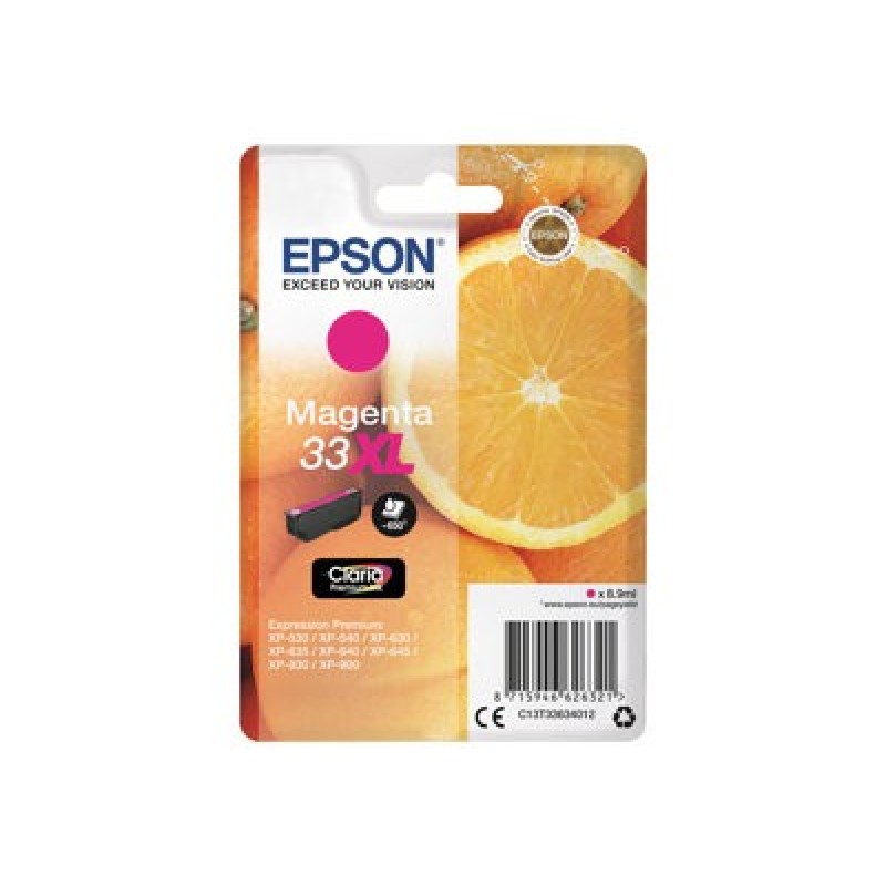 Epson 33XL - 8.9 ml - XL - purpurová - originální - blistr s RF / akustickým alarmem - inkoustová cartridge - pro Expression
