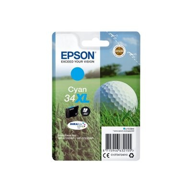Epson 34XL - 10.8 ml - XL - azurová - originální - blistr s RF / akustickým alarmem - inkoustová cartridge - pro WorkForce Pro