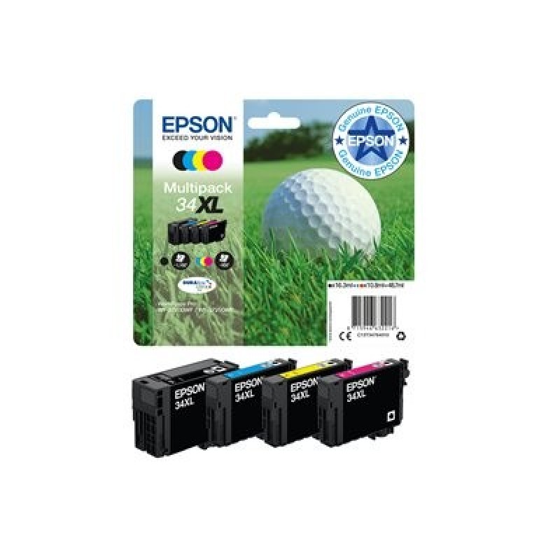 Epson 34XL - 4-balení - XL - černá, žlutá, azurová, purpurová - originální - blistr s RF / akustickým alarmem - in… C13T34764020