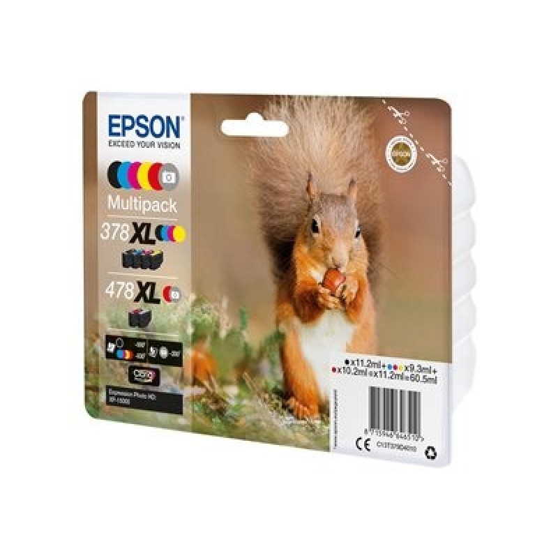 Epson 478XL Multipack - 6-balení - šedá, černá, žlutá, azurová, purpurová, červená - originální - blistr s RF / akustickým