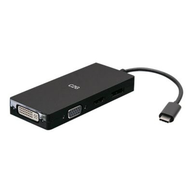 C2G USB C Multiport Adapter with HDMI, DisplayPort, DVI & VGA - 4K 60Hz - Dokovací stanice - USB-C - VGA, DVI, HDMI, DP