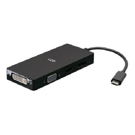 C2G USB C Multiport Adapter with HDMI, DisplayPort, DVI & VGA - 4K 60Hz - Dokovací stanice - USB-C - VGA, DVI, HDMI, DP