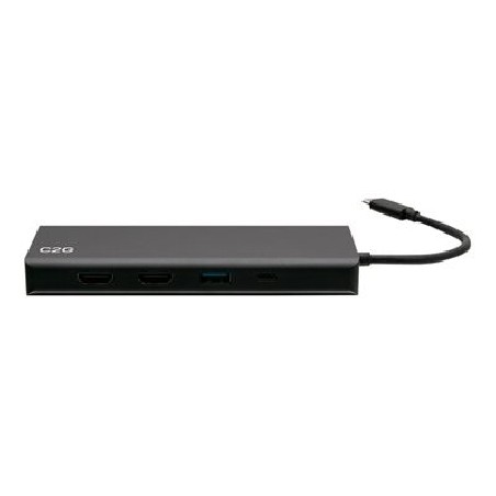 C2G USB C Docking Station - Dual Monitor Docking Station with 4K HDMI, USB, Ethernet, and AUX - Power Delivery up to 60W