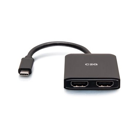 C2G USB-C to Dual HDMI MST Hub - 4K - Video adaptér - USB-C s piny (male) do HDMI se zdířkami (female) - 20 cm - černá