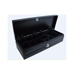 Virtuos pokladní zásuvka FT-460C1 Flip top, bez víka, 9-24V, černá - s kabelem