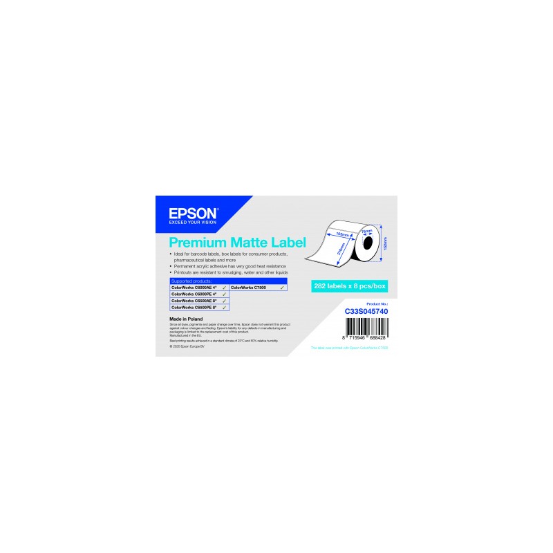 EPSON POKLADNÍ SYSTÉMY Premium Matte Label Die-Cutroll/105MMX210MM 282 Labels