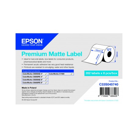 EPSON POKLADNÍ SYSTÉMY Premium Matte Label Die-Cutroll/105MMX210MM 282 Labels
