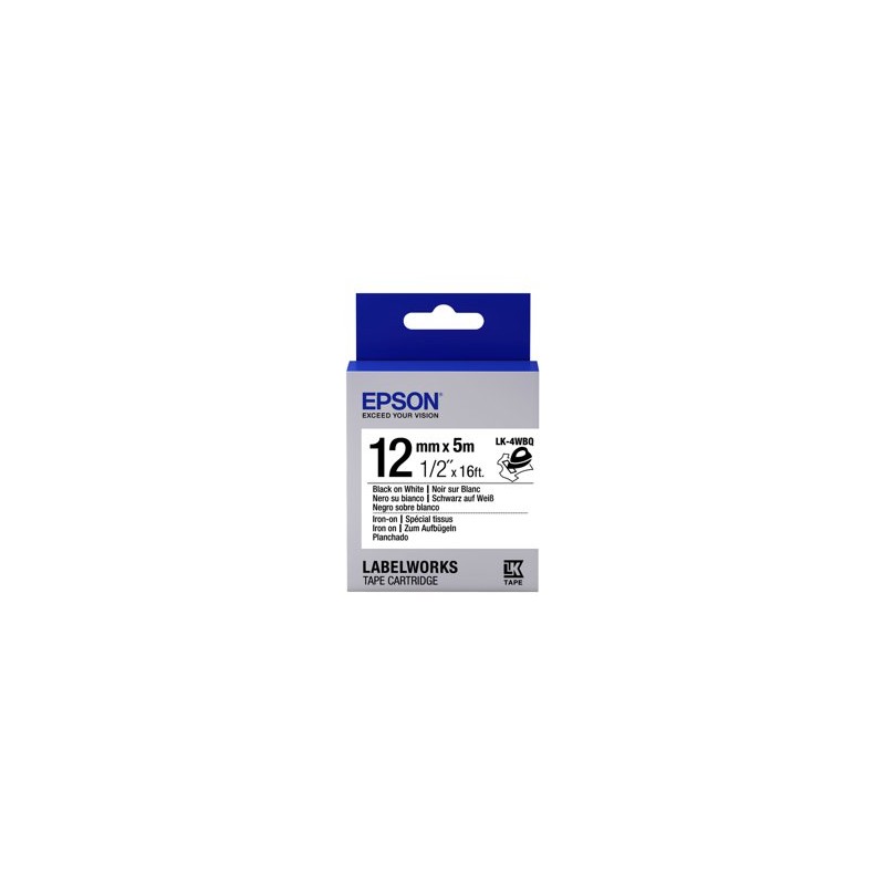 Epson LabelWorks LK-4WBQ - Černá na bílé - Role (1,2 cm x 5 m) 1 kazeta/y páska nálepek - pro LabelWorks LW-1000, 300, 400