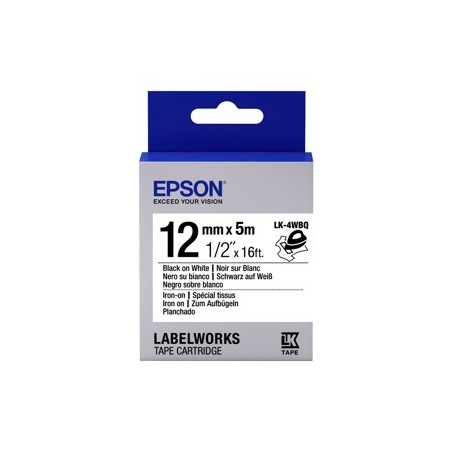 Epson LabelWorks LK-4WBQ - Černá na bílé - Role (1,2 cm x 5 m) 1 kazeta/y páska nálepek - pro LabelWorks LW-1000, 300, 400