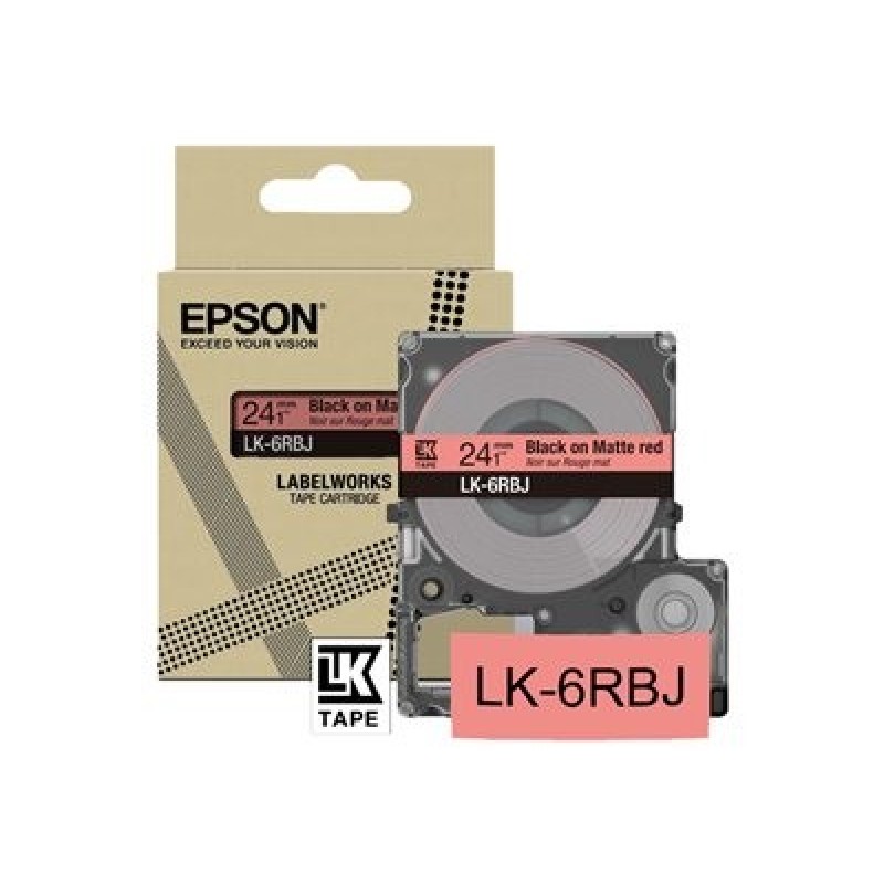 Epson LabelWorks LK-6RBJ - Černá na matné červené - Role (2,4 cm x 8 m) 1 kazeta/y závěsný box - pásková kazeta - pro