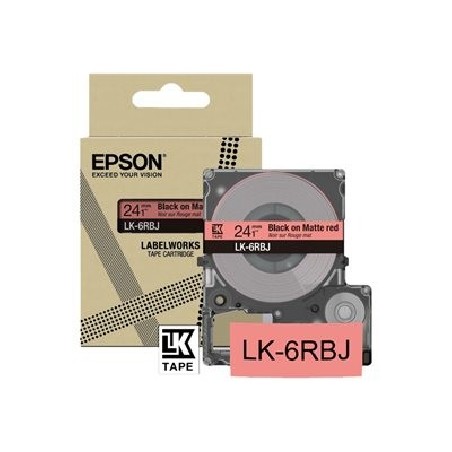 Epson LabelWorks LK-6RBJ - Černá na matné červené - Role (2,4 cm x 8 m) 1 kazeta/y závěsný box - pásková kazeta - pro