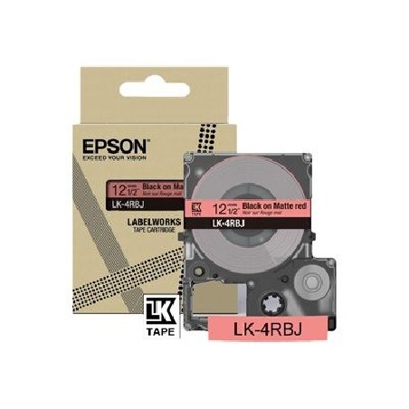 Epson LabelWorks LK-4RBJ - Černá na matné červené - Role (1,2 cm x 8 m) 1 kazeta/y závěsný box - pásková kazeta - pro