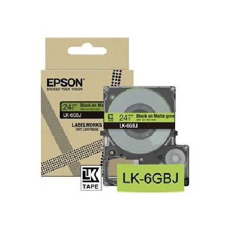 Epson LabelWorks LK-6GBJ - Černá na matné zelené - Role (2,4 cm x 8 m) 1 kazeta/y závěsný box - pásková kazeta - pro LabelWorks