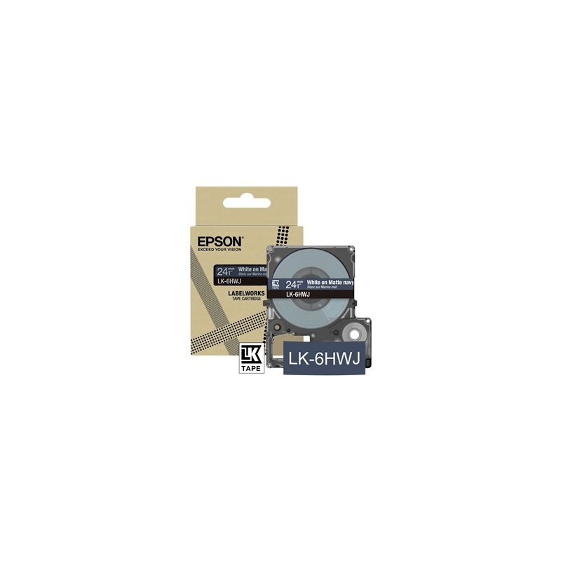 Epson LabelWorks LK-6HWJ - Bílá na matné námořnické modři - Role (2,4 cm x 8 m) 1 kazeta/y závěsný box - páska - pro LabelWorks