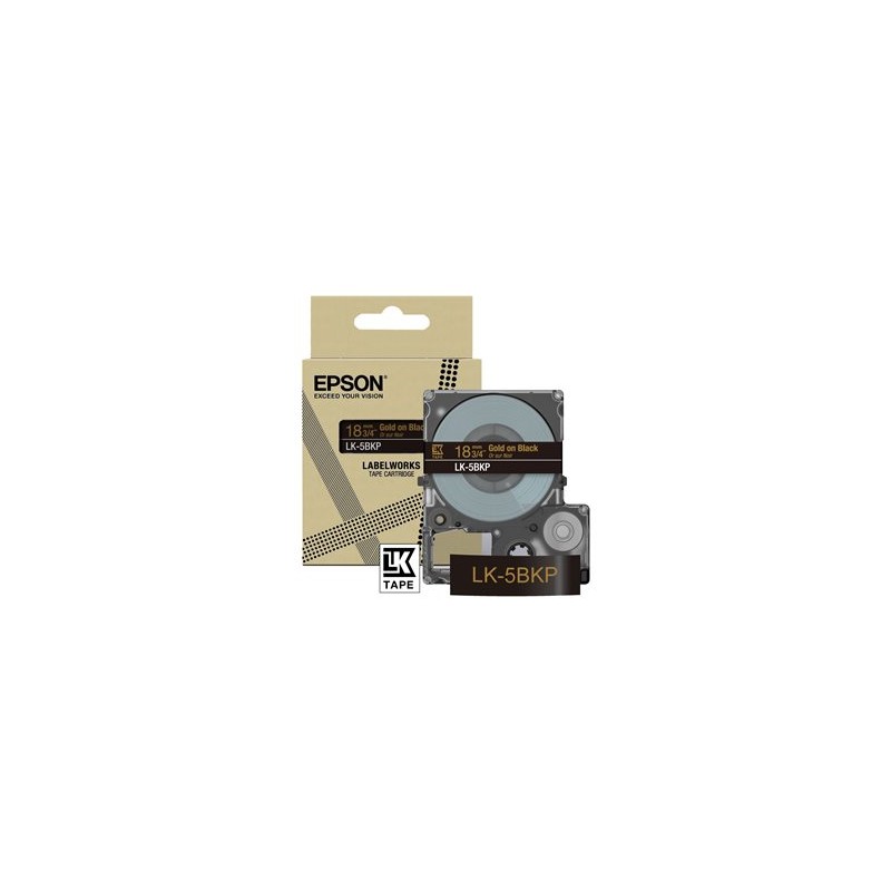 Epson LabelWorks LK-5BKP - Metalický - zlatá na černé - Role (1,8 cm x 9 m) 1 kazeta/y závěsný box - pásková kazeta - pro
