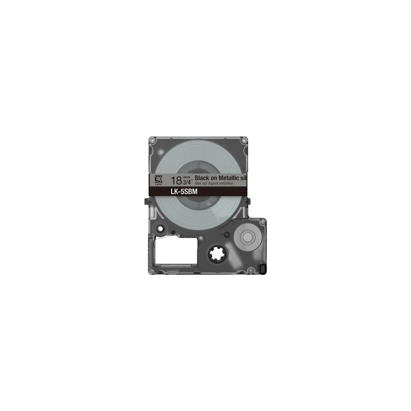 Epson LabelWorks LK-5SBM - Černá na metalické stříbrné - Role (1,8 cm x 9 m) 1 kazeta/y závěsný box - pásková kazeta - pro