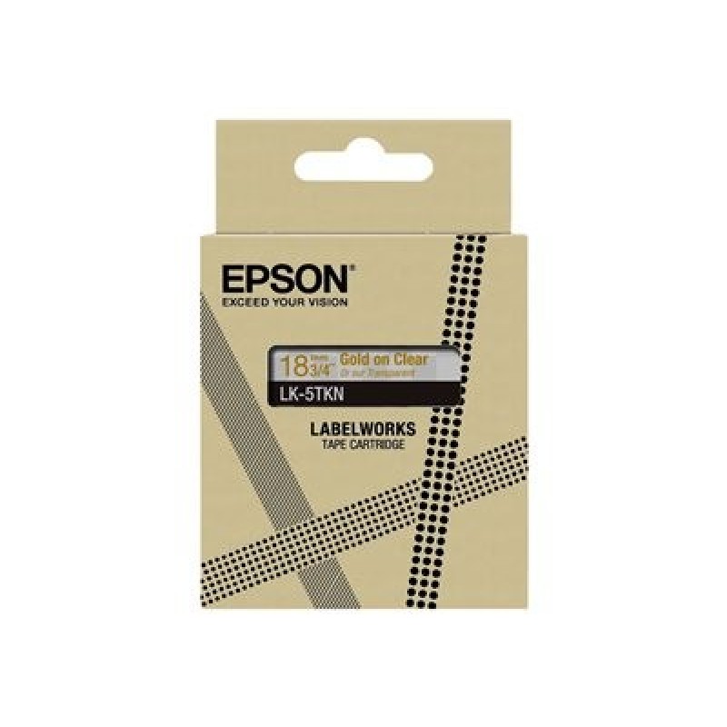 Epson LabelWorks LK-5TKN - Metalický - zlatá na průsvitné - Role (1,8 cm x 9 m) 1 kazeta/y závěsný box - pásková kazeta - pro