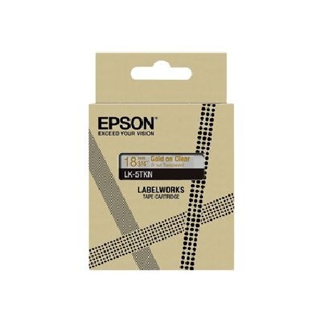 Epson LabelWorks LK-5TKN - Metalický - zlatá na průsvitné - Role (1,8 cm x 9 m) 1 kazeta/y závěsný box - pásková kazeta - pro