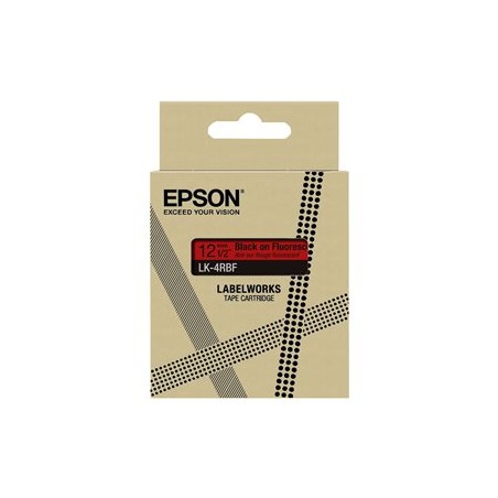 Epson LabelWorks LK-4RBF - Černá na fluorescentní červené - Role (1,2 cm x 5 m) 1 kazeta/y závěsný box - pásková kazeta