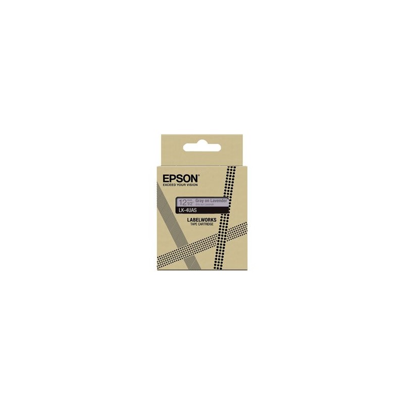 Epson LabelWorks LK-4UAS - Šedá na levandulové - Role (1,2 cm x 8 m) 1 kazeta/y závěsný box - pásková kazeta - pro LabelWorks