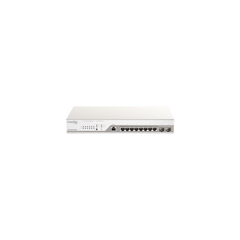 D-Link Nuclias Cloud-Managed DBS-2000-10MP - Přepínač - 8 x 10/100/1000 (PoE+) + 2 x gigabitů SFP - PoE+ (130 W)
