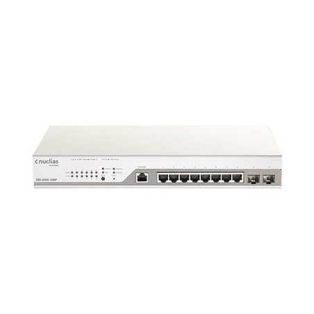 D-Link Nuclias Cloud-Managed DBS-2000-10MP - Přepínač - 8 x 10/100/1000 (PoE+) + 2 x gigabitů SFP - PoE+ (130 W)