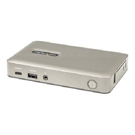 StarTech.com USB C Dock, USB-C to DisplayPort 4K 30Hz or VGA, Mini USB-C Laptop Docking Station with 65W Power Delivery
