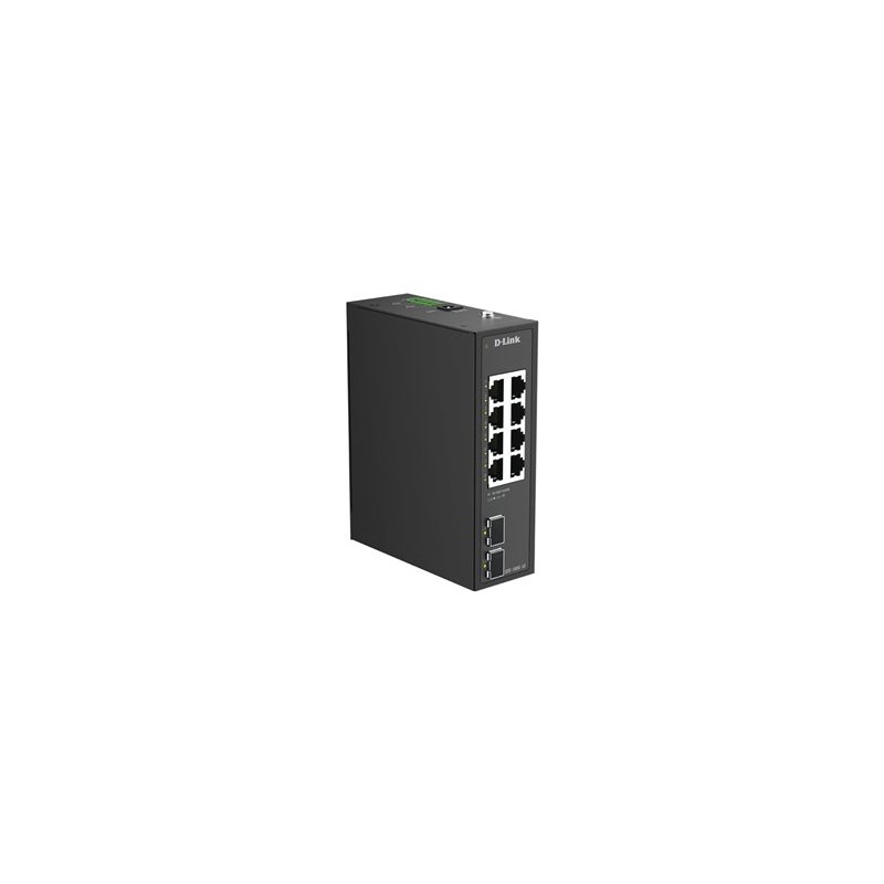 D-Link DIS 100G-10 - Prepínac - nerízený - 8 x 10/100/1000 + 2 x gigabitu SFP - lze montovat na konzolu DIN