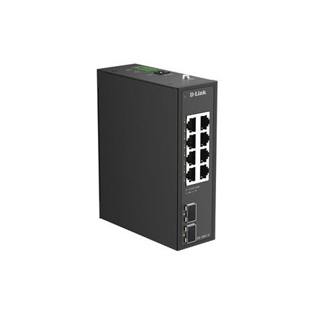 D-Link DIS 100G-10 - Prepínac - nerízený - 8 x 10/100/1000 + 2 x gigabitu SFP - lze montovat na konzolu DIN