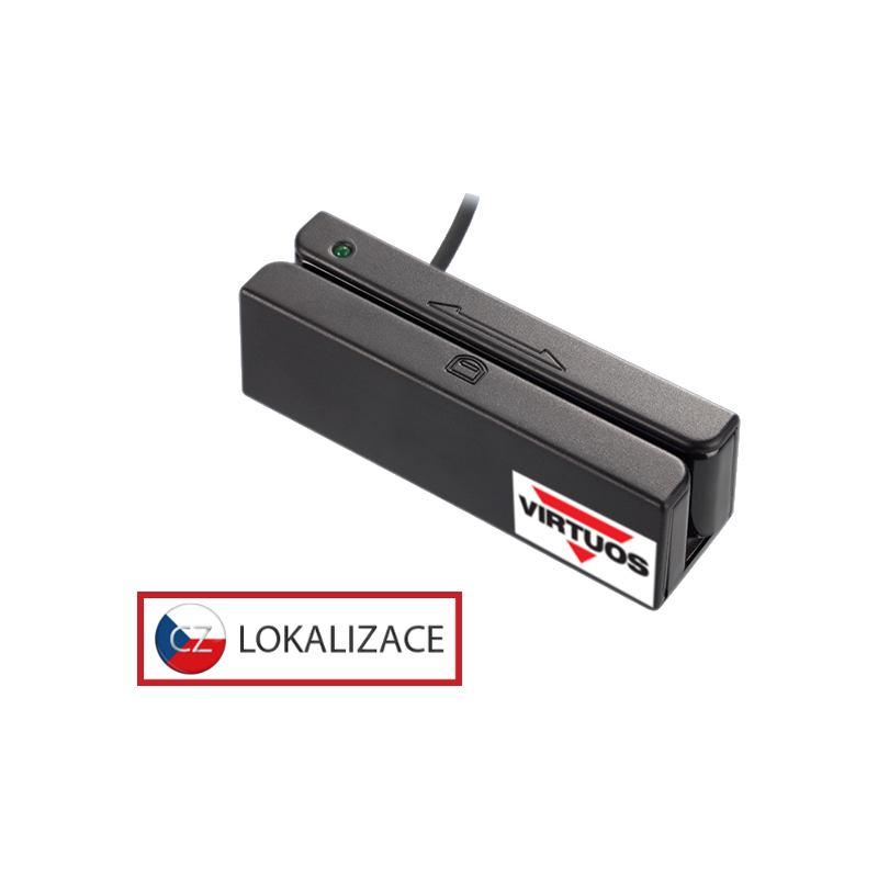 Třístopá čtečka magnetických karet MSR-100A, USB-COM, černá
