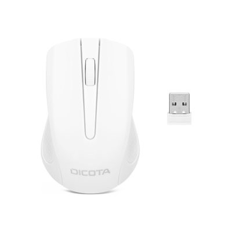 DICOTA Comfort - Myš - pravák a levák - optický - 3 tlačítka - bezdrátový - 2.4 GHz - bezdrátový přijímač USB - bílá