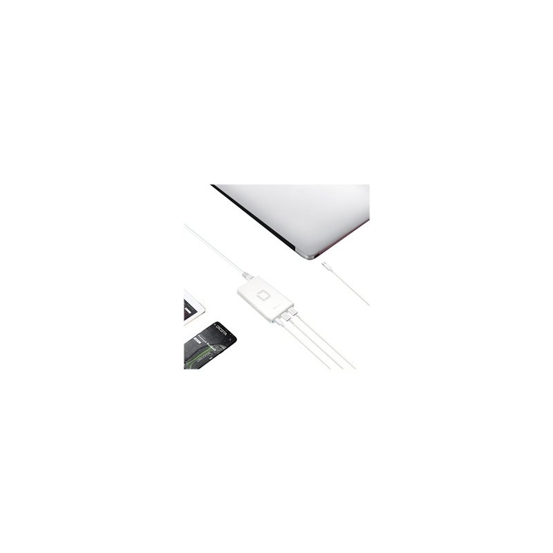 DICOTA Universal Notebook Charger USB-C - Síťový adaptér - 40 Watt - výstupní konektory: 3 - bílá