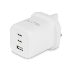 DICOTA - Síťový adaptér - kompaktní, GaN - 65 Watt - 5 A - PD 3.0 - 3 výstupní konektory (2 x USB-C, USB) - bílá - Velká