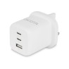 DICOTA - Síťový adaptér - kompaktní, GaN - 65 Watt - 5 A - PD 3.0 - 3 výstupní konektory (2 x USB-C, USB) - bílá - Velká
