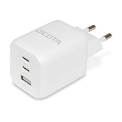 DICOTA - Síťový adaptér - kompaktní, GaN - 65 Watt - 5 A - PD 3.0 - 3 výstupní konektory (2 x USB-C, USB) - bílá - Evropa