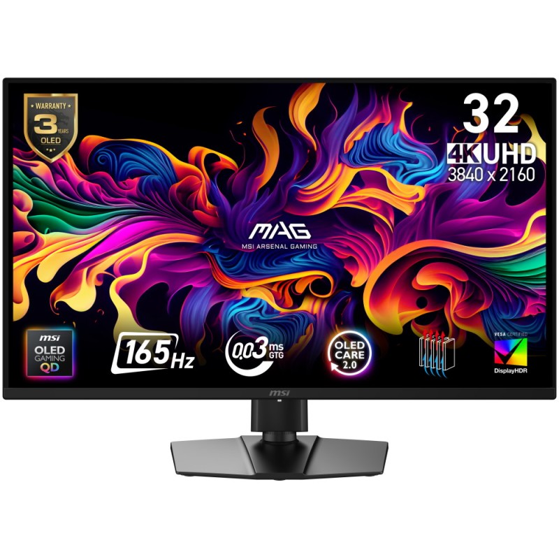 MSI MAG/322UP E16/31,5"/QD-OLED/4K UHD/165Hz/0,03ms/Černá/3R