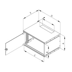 19"rozvaděč jednodíl.6U/400mm FLAT-PACK plech.dv.