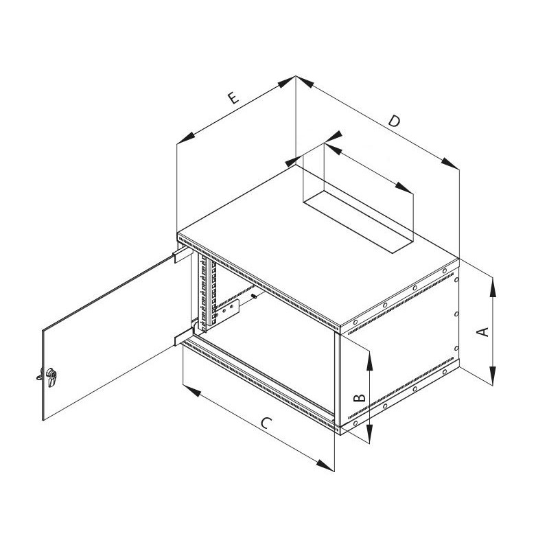 19"rozvaděč jednodíl.6U/400mm FLAT-PACK plech.dv.