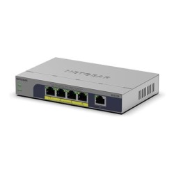 NETGEAR GS105P - Prepínac - nerízený - 1 x 10/100/1000 + 4 x 10/100/1000 (PoE+) - desktop, pro pripevnení na zed - PoE+ (63 W)