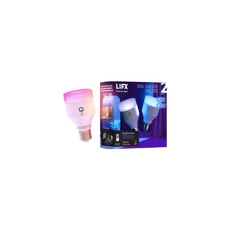 LIFX Nightvision - LED žárovka - tvar: A60 - E27 - 11.5 W (ekvivalentní 80 W) - třída F - několikabarevné/teplé na studené bílé