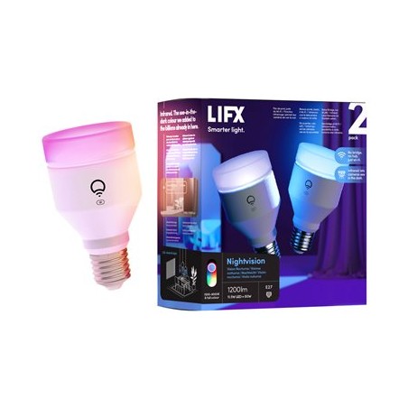 LIFX Nightvision - LED žárovka - tvar: A60 - E27 - 11.5 W (ekvivalentní 80 W) - třída F - několikabarevné/teplé na studené bílé