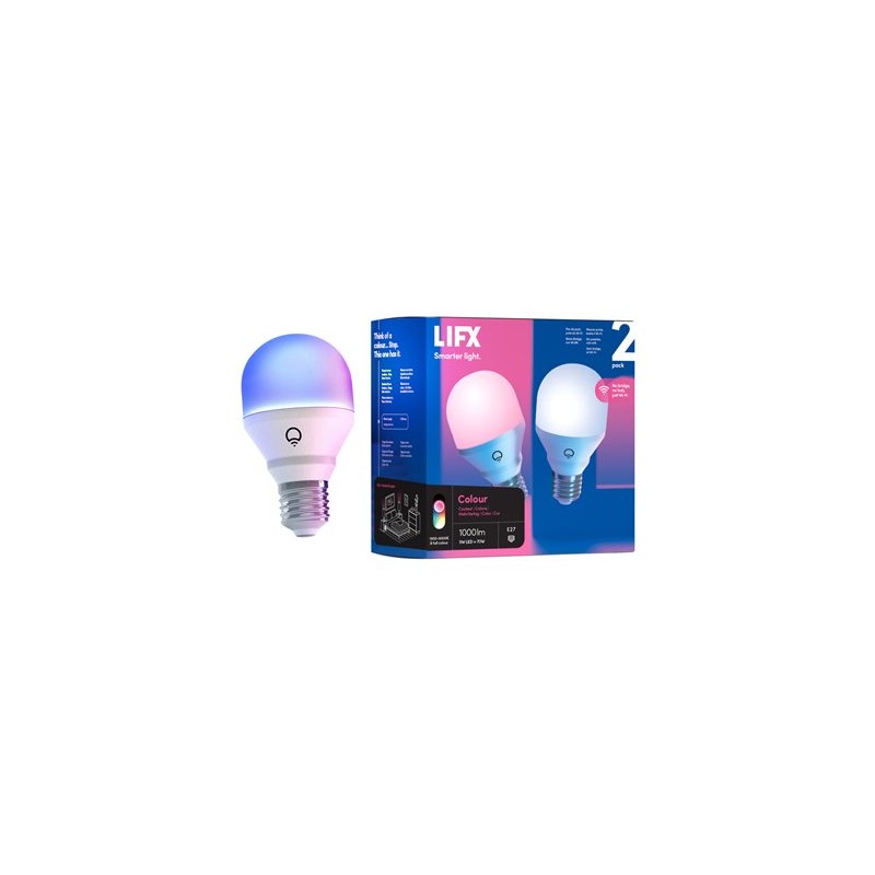 LIFX Colour - LED žárovka - tvar: A60 - E27 - 9 W (ekvivalentní 70 W) - třída E - několikabarevné/teplé na studené bílé světlo