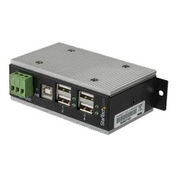 StarTech.com 4 Port USB 2.0 Hub, Metal Industrial USB-A Hub (4x USB-A) with ESD & Surge Protection, Extended Operating Temp -40