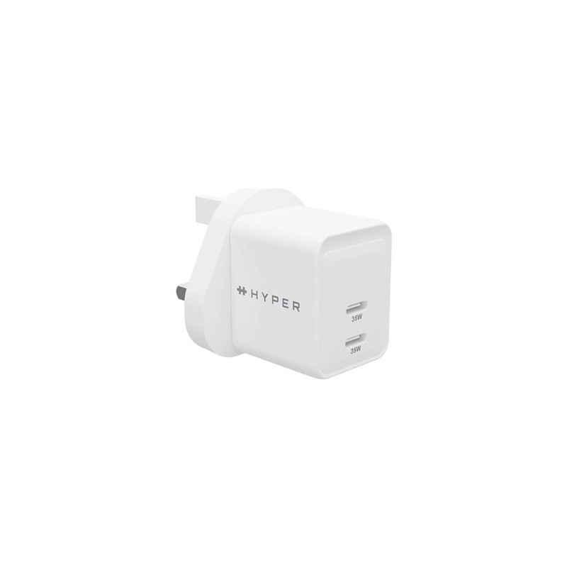 HyperJuice - Síťový adaptér - GaN - 35 Watt - QC 3.0, Power Delivery 3.0 + PPS - 2 výstupní konektory (USB-C) - bílá - Velká