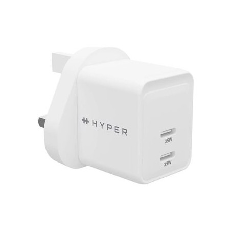 HyperJuice - Síťový adaptér - GaN - 35 Watt - QC 3.0, Power Delivery 3.0 + PPS - 2 výstupní konektory (USB-C) - bílá - Velká