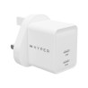 HyperJuice - Síťový adaptér - GaN - 35 Watt - QC 3.0, Power Delivery 3.0 + PPS - 2 výstupní konektory (USB-C) - bílá - Velká