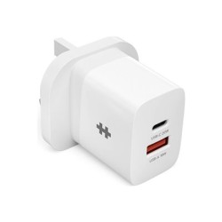 HyperJuice - Síťový adaptér - 3.1 A - PD - 2 výstupní konektory (USB, USB-C) - bílá - Velká Británie