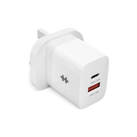 HyperJuice - Síťový adaptér - 3.1 A - PD - 2 výstupní konektory (USB, USB-C) - bílá - Velká Británie