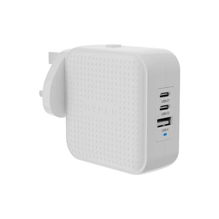Targus HyperJuice - Síťový adaptér - GaN - 70 Watt - QC 3.0, Power Delivery 3.0 + PPS - 3 výstupní konektory (USB, 2 x USB-C)